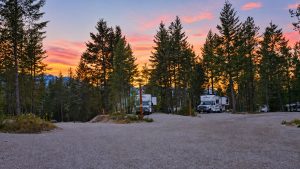 View from our RV in campsite in Golden, BC
