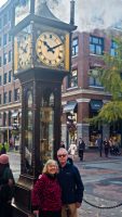 Wandering around Gastown, Tony Turk, Mike and I stumbled upon this steam clock, just about to sing.